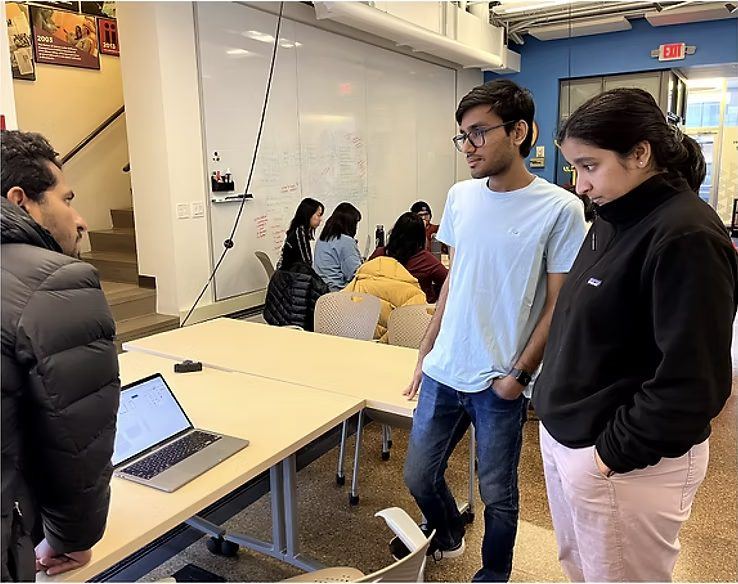 Students working through an assignment during the co-design session