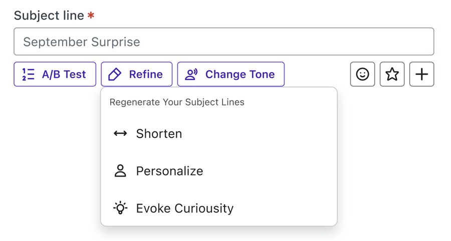 Concept exploration using a toolbar of AI actions